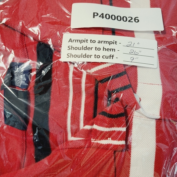 Bugle Boy Striped Polo Shirt Men's Size XL Short Sleeve Red Black White - Picture 10 of 10